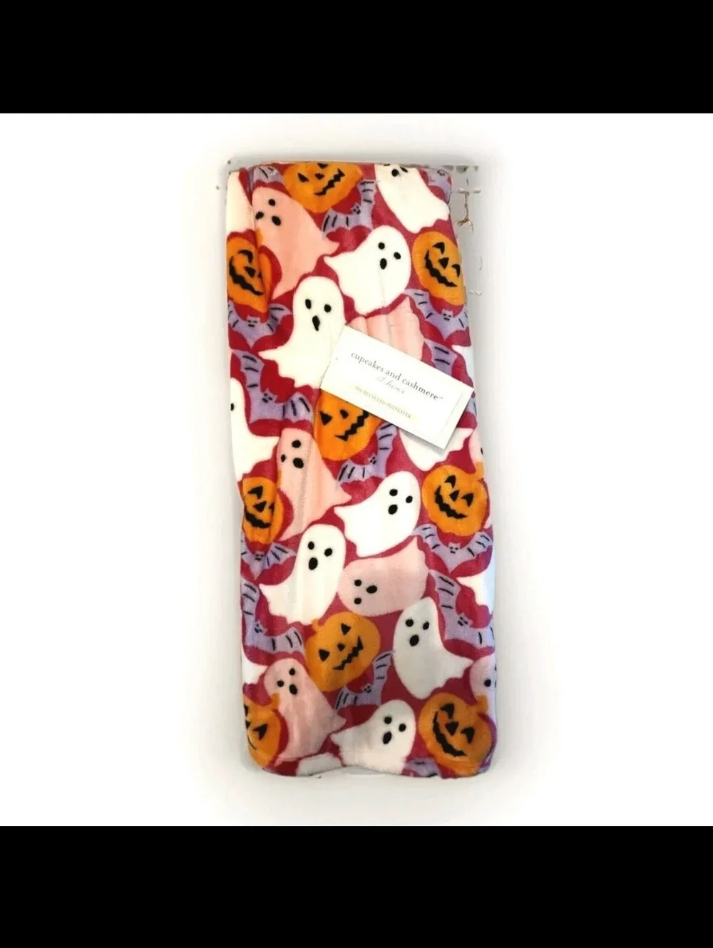 cupcakes & cashmere Pink Ghost & Pumpkin Halloween Throw Blanket